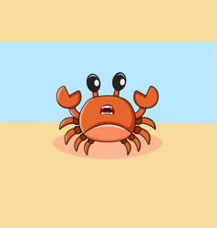 Cute Little Crab In The Beach Cartoon