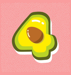 Ripe Avocado With Pit Font Abc Number 4