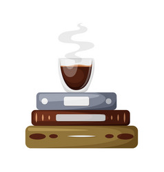 Stack Of Books With Cup Of Coffee