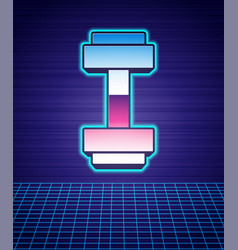 Retro Style Dumbbell Icon Isolated Futuristic