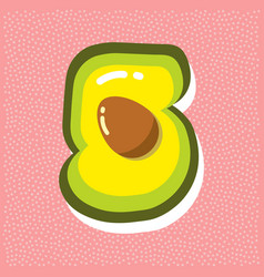 Ripe Avocado With Pit Font Abc Number 5