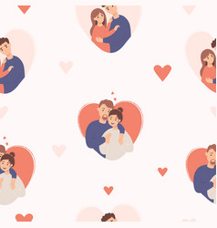 Seamless Pattern With Enamored Couple Happy People