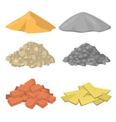 Various Construction Material Piles Flat Icon Set