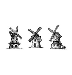 Old Windmills Ink Sketch