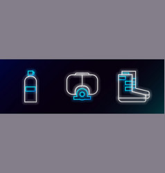 Set Line Boots Aqualung And Diving Mask Icon