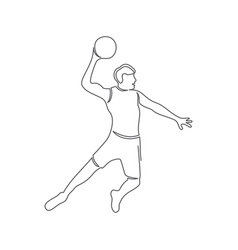 Basketball One Line Drawing On White Background