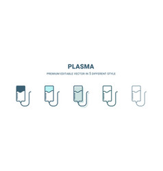 Plasma Icon In 5 Different Style Outline Filled