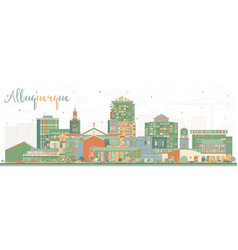 Albuquerque New Mexico City Skyline With Color