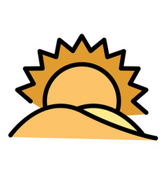 Hot Desert Sun Icon Flat