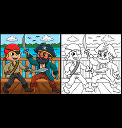 Pirate Fighting Coloring Page Colored