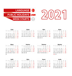 Calendar 2021 In Turkish Language With Public