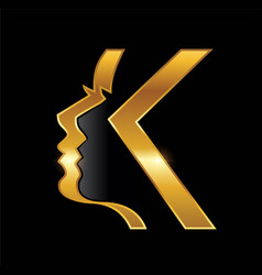 Golden Women Monogram Logo Letter K