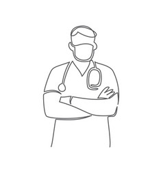 Medical Worker One Line Drawing On White