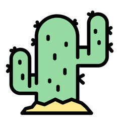 Desert Cactus Icon Flat