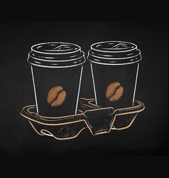 Disposable Takeaway Paper Coffee Cups In Holder