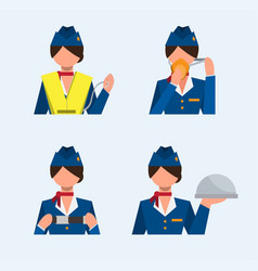 Flight Attendant Icon Set Safety Instructions