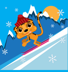 A Tiger On Mountain Skiing