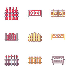 Corral Icons Set Cartoon Style