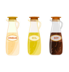 Set Of Vinegar Oil And Soy Bottle