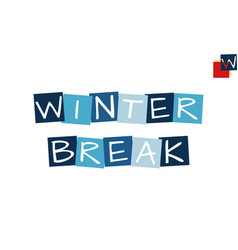 Winter Break Cartooned Cutout Text In Blue