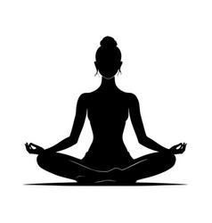 Yoga Meditation Silhouette On White Background