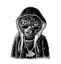 Cat Rapper Dressed In Hoodie Necklace