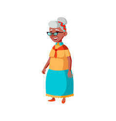 Happy Senior Woman Walking In Garden Cartoon