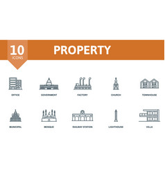 Property Icon Set Monochrome Simple Icon