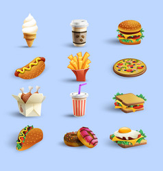 Fastfood Icons Cartoon Set