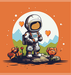 Astronaut With Heart On The Background Of Moon