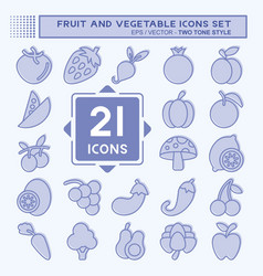 Icon Set Fruit And Vegetable Related To Healthy