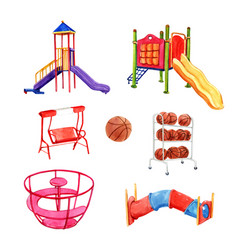 Set Watercolor Design Basketball Jungle Gym