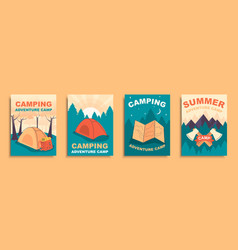 Summer Camping Cover Brochure Set In Flat Design