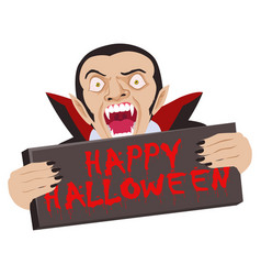 Dracula Holding Happy Halloween Board