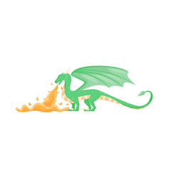 Green Dragon Breathing Fire Side View Fantastic