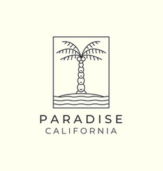 Linear Palm Tree Minimalist With Emblem Style