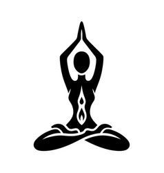 Yoga Meditation Silhouette On White Background