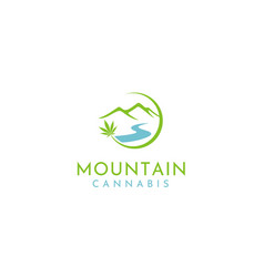 Cannabis Marijuana Weed Leaf Mountain Nature Logo