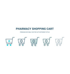 Pharmacy Shopping Cart Icon In 5 Different Style