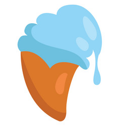 Blue Ice Cream In Cone On A White Background