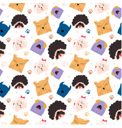 Dog Emotion Portrait Seamless Pattern Cute