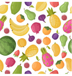 Cartoon Fruits And Vegetables Seamless Pattern