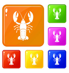 Crawfish Icons Set Color