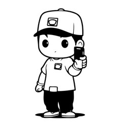 Cute Cartoon Delivery Boy With Mobile Phone