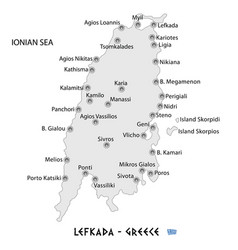 Island Of Lefkada In Greece White Map