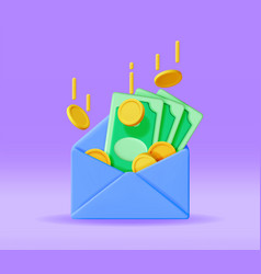 3d Opened Envelope With Money Inside