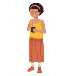 Afro Woman Mixing Coffee