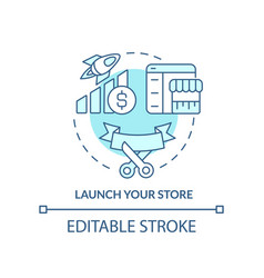 Launch Your Store Turquoise Concept Icon