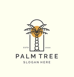 Line Art Palm Tree Minimalist With Emblem Style