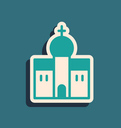 Green Church Building Icon Isolated